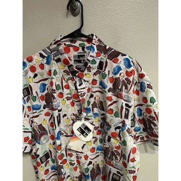 RSVLTS The Office Mens XL Kevin's Famous Chili KUNUFLEX Short Sleeve Button Up - Picture 5 of 6